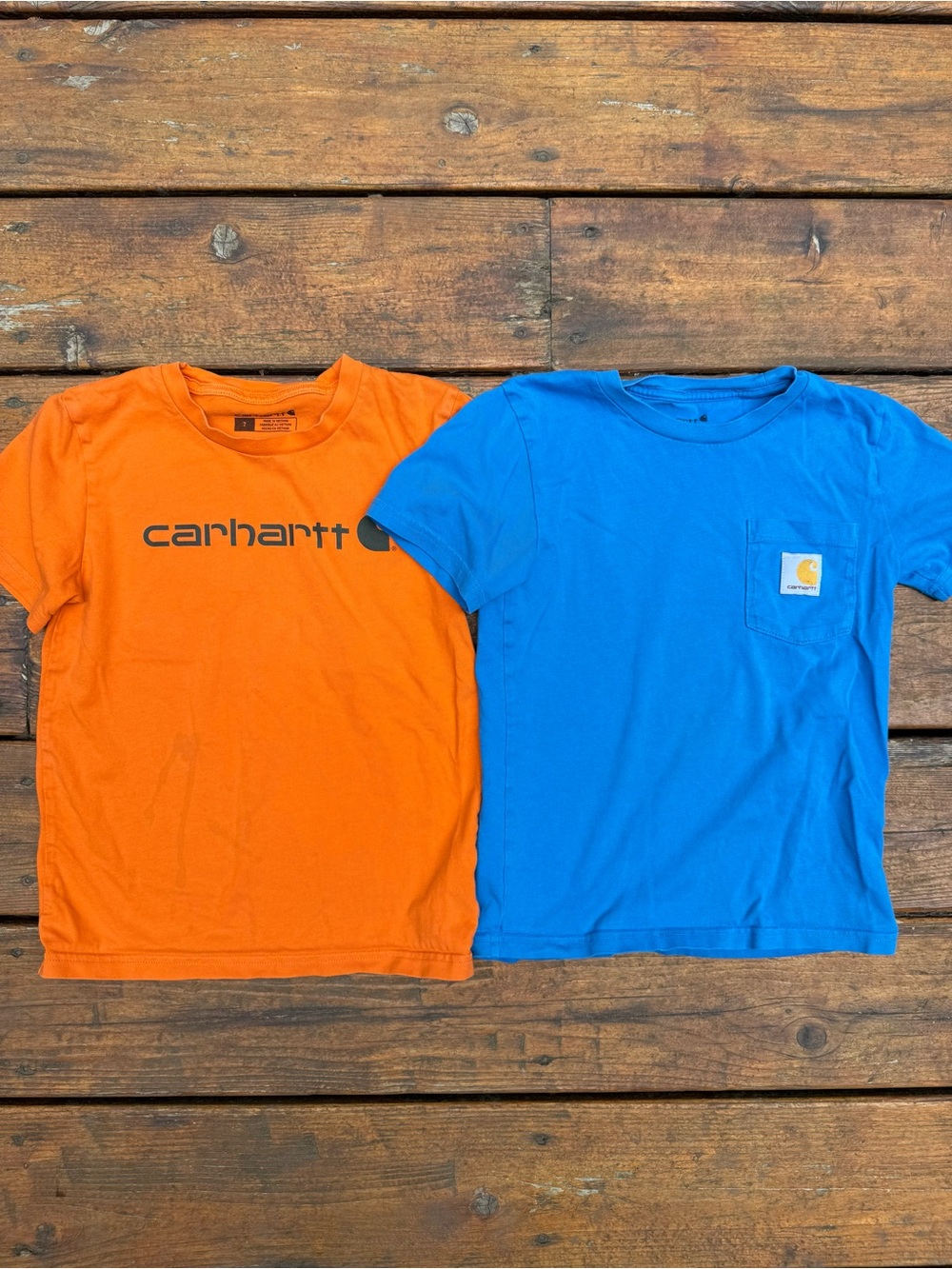 Carhartt Kids Orange and Blue Short Sleeve Tees bundle